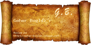 Geher Boglár névjegykártya